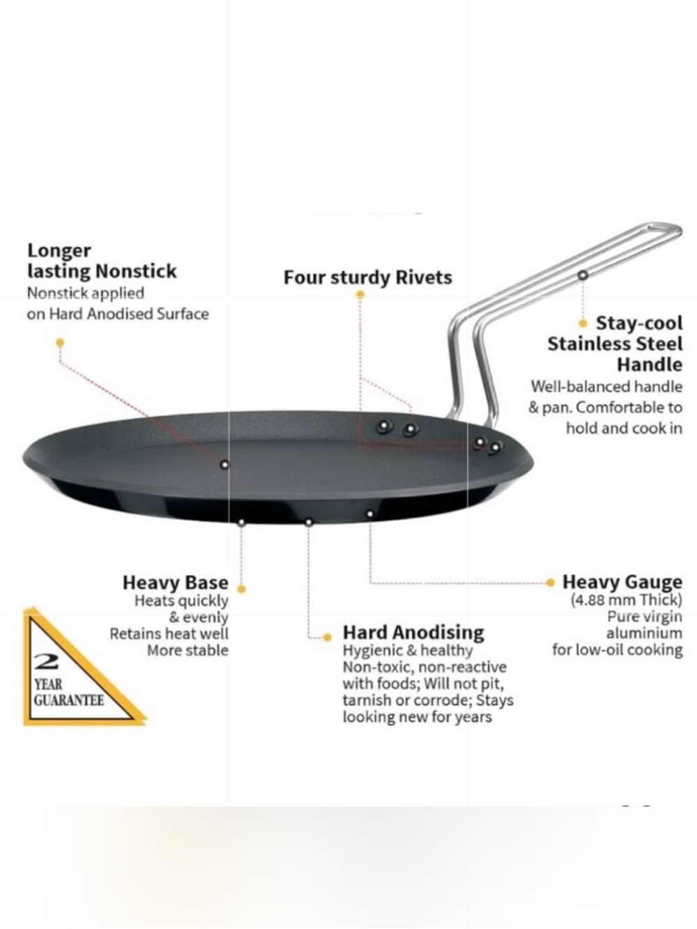 Futura NonStick Flat Tava Griddle 30cm Roti Chapati Pan 4.88mm NWOT